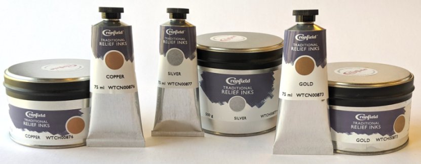 Cranfield Traditional Metallic Relief Ink can and tubes
